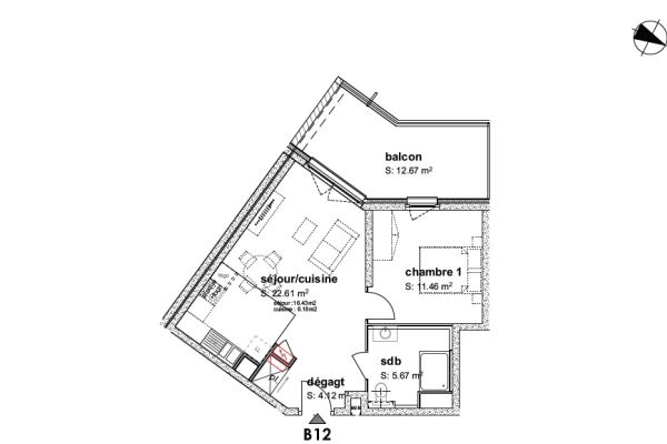 APPARTEMENT F2 ILLKIRCH GRANDE TERRASSE 