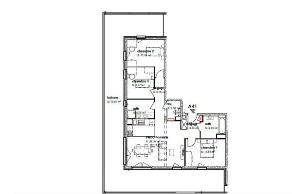 RARE APPARTEMENT TERRASSE  F4 A ILLKIRCH : TERRASSE 76 m²