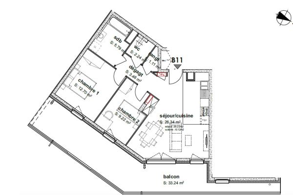 ILLKIRCH - Appartement F3 au 1er étage